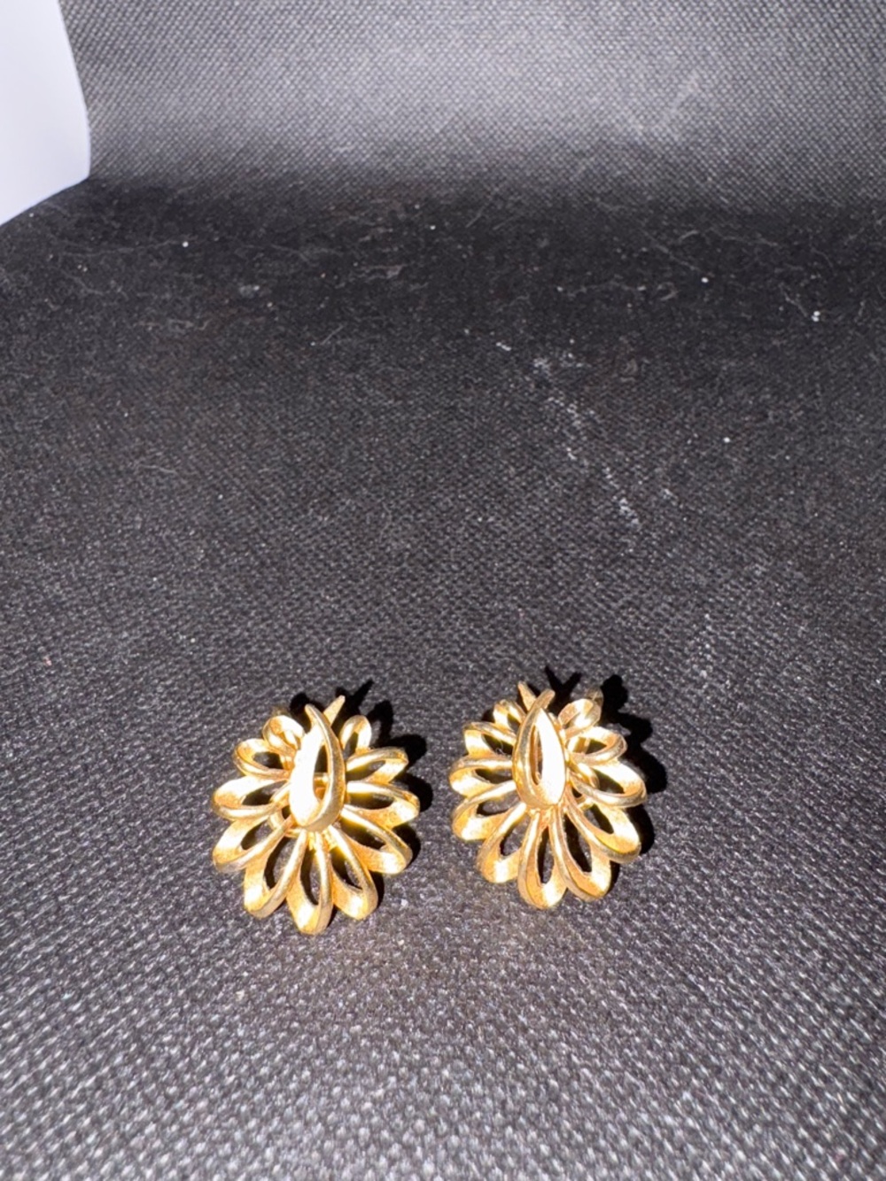 Trifari Gold Floral Radiant Clip-On Earrings